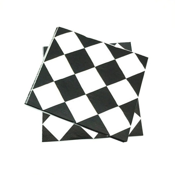 20 pcs Paper Napkins Checkered Racing Design Party Napkins for Children's Birthday Celebration Racing Table Decorations 1
