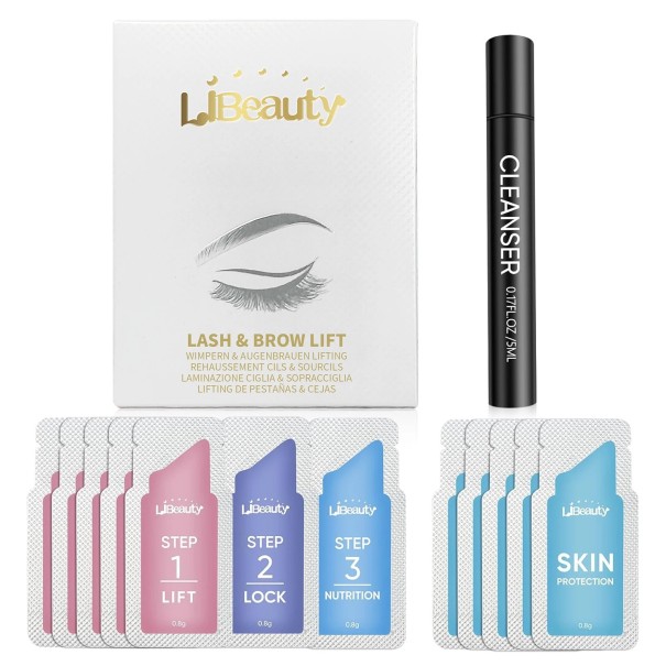 20 pcs Sada Profissional de Laminagem de Pestanas e Sobrancelhas Lash & Brow Lift Kit 4 passos de lifting fixação nutrição proteção + produto 1
