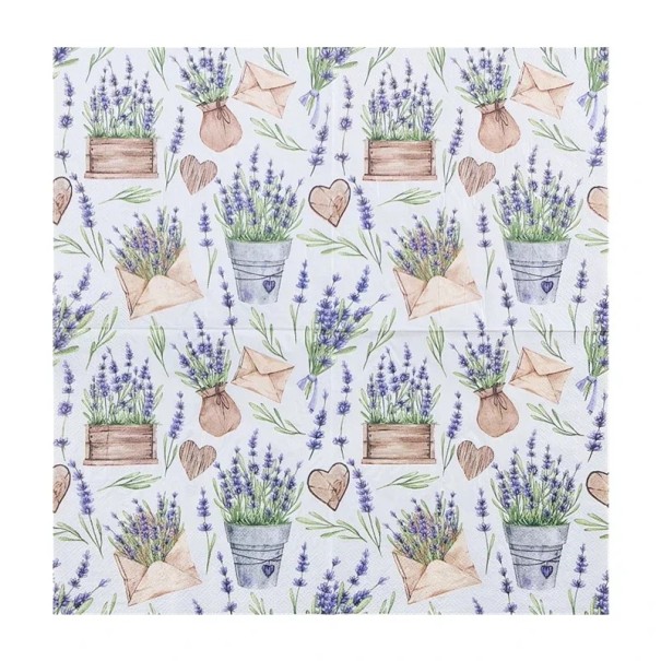 20 pezzi Tovaglioli di carta 33 x 33 cm 2 strati Motivo lavanda in stile provenzale Tovaglioli decorativi per tavolo Inchiostro naturale a base 1