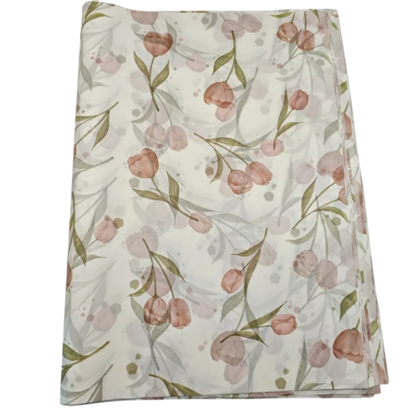 20 Sheets of Silk Wrapping Paper 50 x 35 cm Elegant Tulip Floral Pattern with Green Leaves Gift Packaging Filler and Box Decoration 1