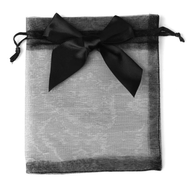 20 stk. Gaveposer i organza 13 x 18 cm Poser med snorelukning og sløjfe Bryllupsfavoritter Juleindpakning af slik Elegant emballage til smykker Gaver sort