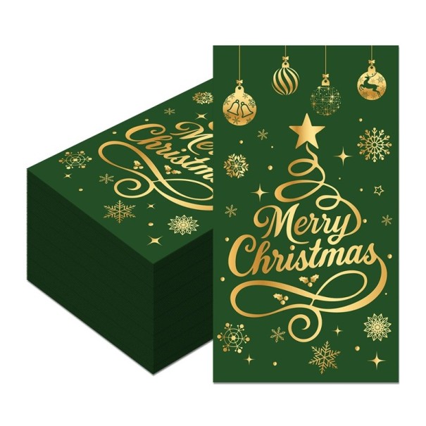 20 stk. Papirservietter 40 x 33 cm Juleservietter Merry Christmas Dekorative juleservietter til festligt borddækning fejringer og fester grøn