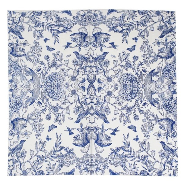 20 Stück Papierservietten 33 x 33 cm 2-lagig Motiv blauer Vögel und Blumen im Vintage-Stil Dekorative Tischservietten Wasserbasierte Tinte 1