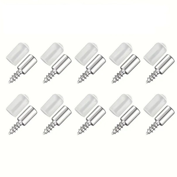 20 Stück Set selbstschneidender Schrauben mit Gummikappe 2,55 cm Eisen und Silikon Silber Weiß zur Unterstützung von Laminat in Schränken