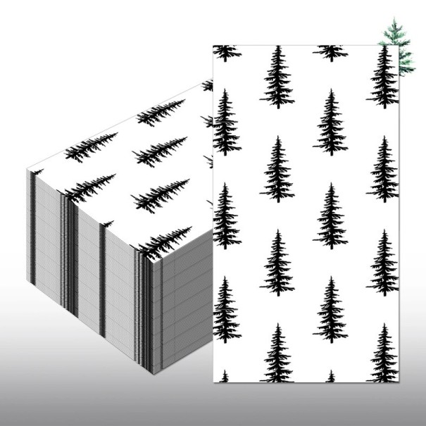 20 stuks Papieren servetten 40 x 33 cm Kerstservetten Minimalistische boompjes op een witte achtergrond Moderne kerstservetten Tafeldecoratie 1