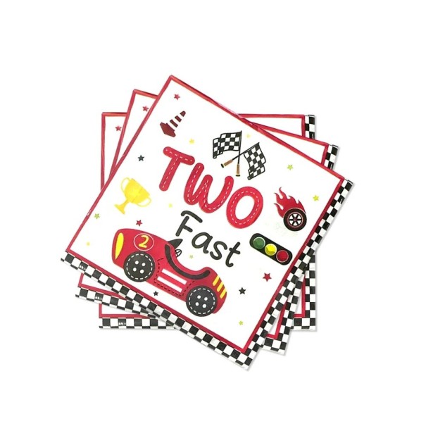 20 unid Toalhetes de papel 17 cm Two Fast Carro de corrida Toalhetes de aniversário para festa infantil Tema de corrida Decoração de mesa 1
