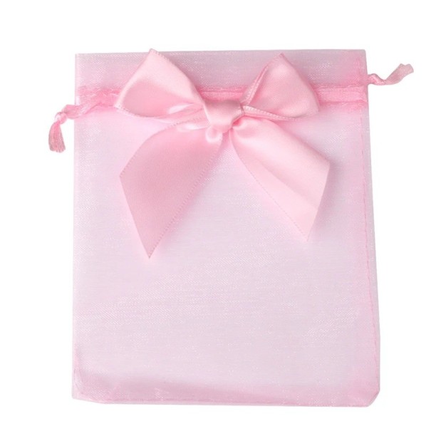 20 unidades de Bolsitas de regalo de organza 13 x 18 cm Bolsas con cordón y lazo Regalos de boda Empaque navideño de golosinas Embalaje elegante para joyas Regalos rosa