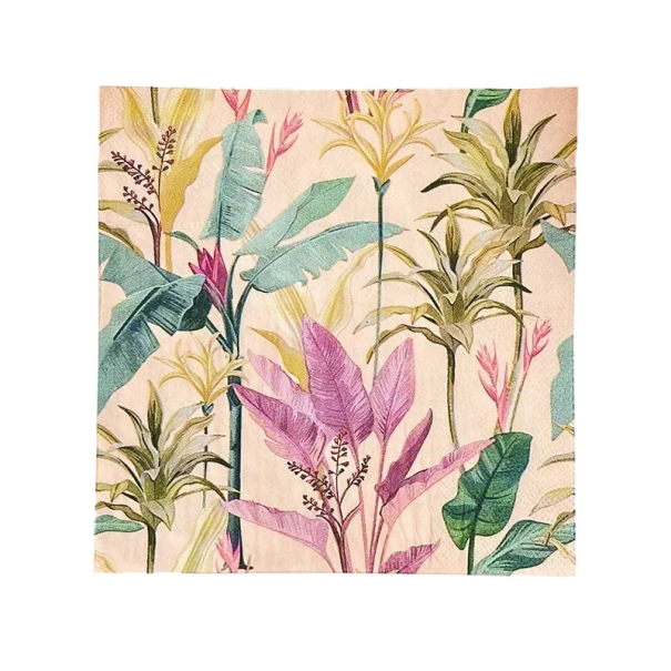 20 unidades de Guardanapos de Papel 33 x 33 cm 2 camadas Cor Pêssego Motivo de Folhas Tropicais Guardanapos Decorativos Tinta à Base de Água 1
