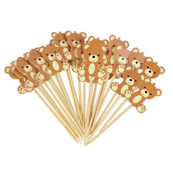 20 unidades de Palillos para Pasteles con Osito 10 cm Decoraciones para Pasteles en Palillo Adorno para Pastel Cupcake Decoración de Fiesta 1
