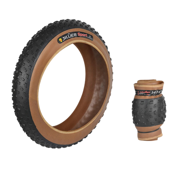 20 x 4.0 Bicycle Tyre for Mountain Bike Puncture-Resistant Fatbike Tyre Wide Terrain Tread Stable Ride brown