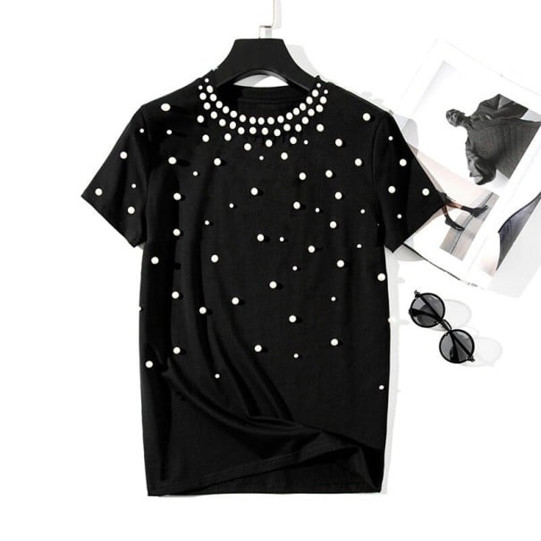 Dam T-shirt med pärlor L