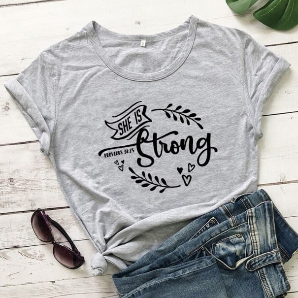 T-shirt dam med tryck B395 L 6