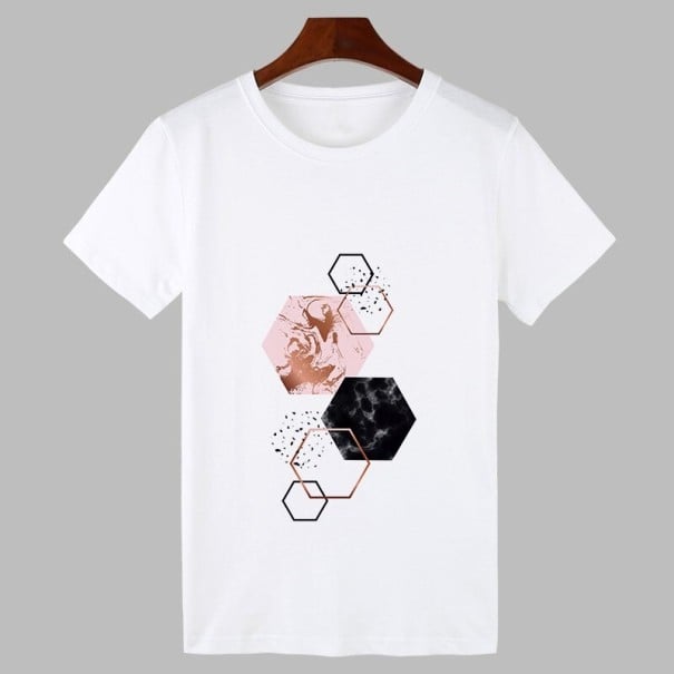 Vit T-shirt för kvinnor med tryck B193 L 3