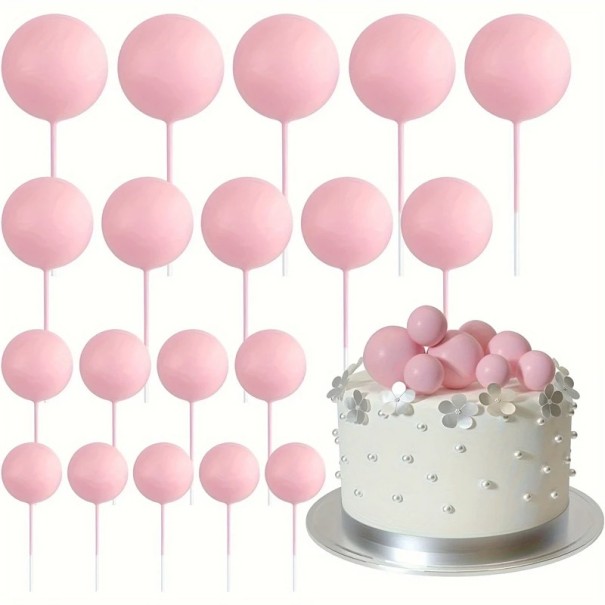 20er Set Tortendekorationen Bunte Kugeln Schaumstoffdeko für Geburtstage und Feiern Fröhliche Dekorationen für Süßigkeiten rosa