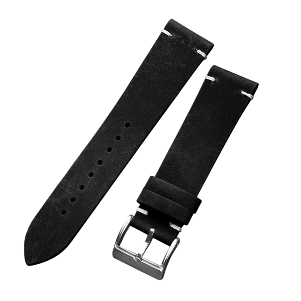 21 mm ranneke Omega ja Seiko Öljyvahattu nahkainen ranneke naudan nahasta Käsintehty ranneke vanhan tyylin ilmeellä klassisille kelloille musta