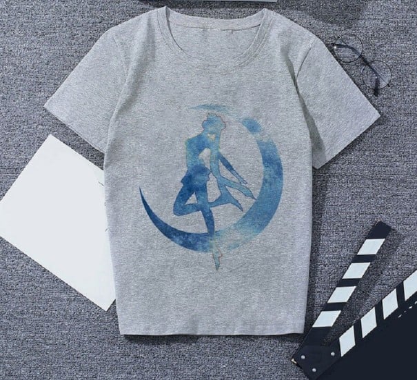 Grå T-shirt för kvinnor med tryck S 11