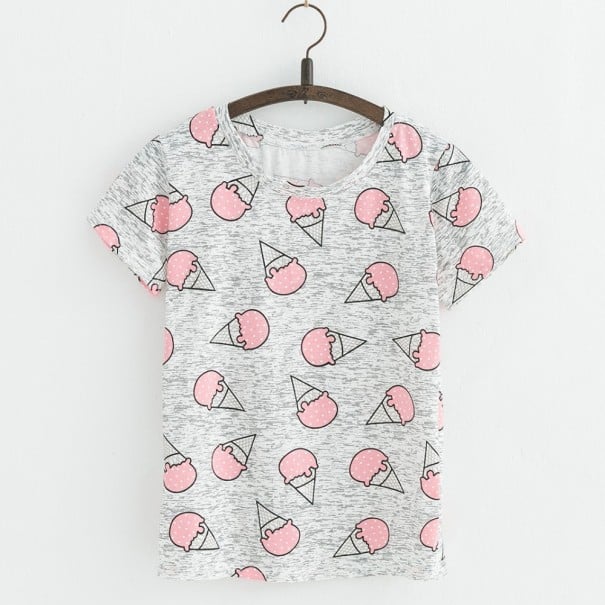 Dam T-shirt med glass J1799 rosa M