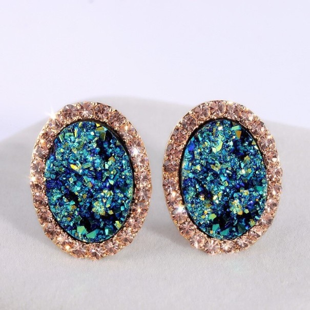 Pendientes colgantes de mujer con cristal G879 azul