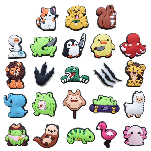 23 ks Dekorace na crocsy roztomilá zvířátka sada PVC vícebarevná ozdoby do crocs obuvi doplňky na nazouváky s kreslenými motivy 1