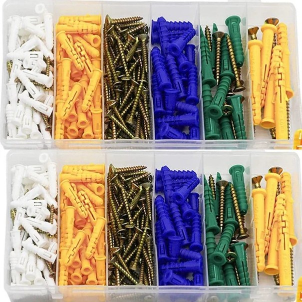 232 Stück Set Dübel und Schrauben verschiedene Größen 25 mm 30 mm 32 mm 38 mm 60 mm zur Befestigung an Wänden Montagearbeiten