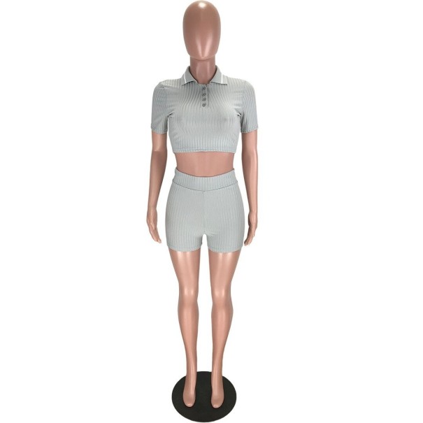 Crop top och shorts för kvinnor B1125 grå XS