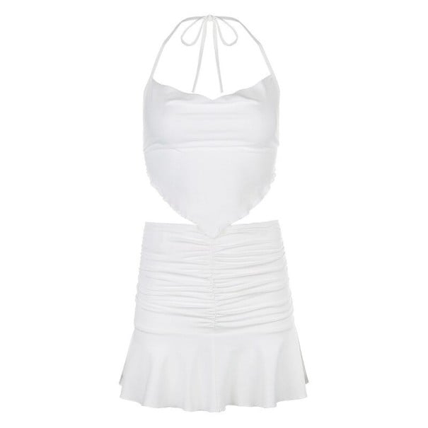 Dámský crop top a sukně B1255 bílá S