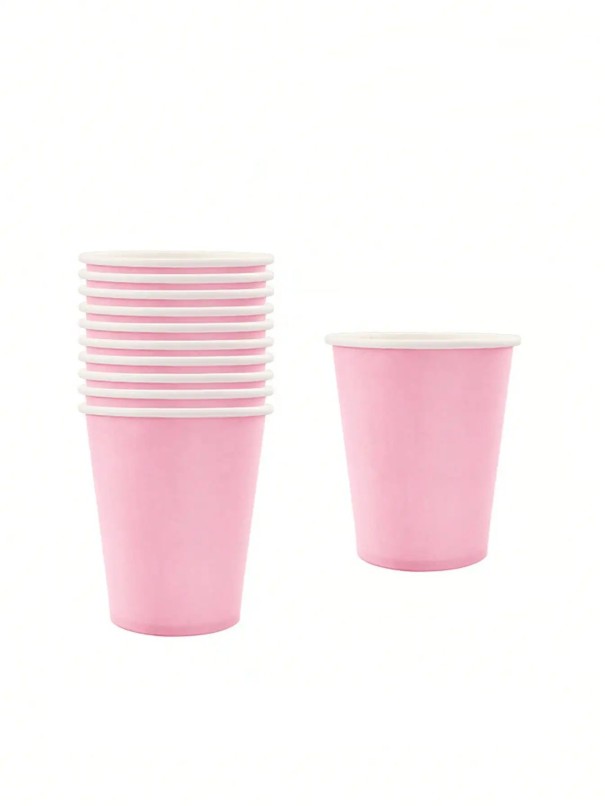24 pcs Gobelets en papier hauteur 8,7 cm diamètre du fond 5,2 cm Gobelets de fête rose clair Gobelets unis pour anniversaires 1