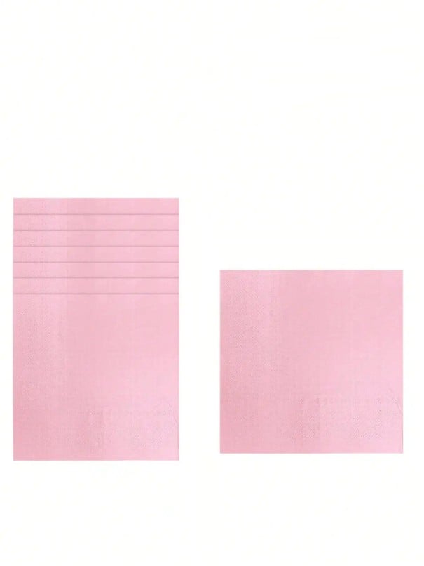 24 pcs Serviettes en papier 16,5 × 16,5 cm Serviettes de fête rose clair Serviettes unies pour anniversaires célébrations mariages décorations 1