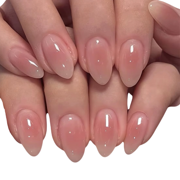 24 stk. Selvklæbende akrylnegle mandelform mellem størrelse Fine metalliske tips til hjemme manicure Mode bærbare design 1