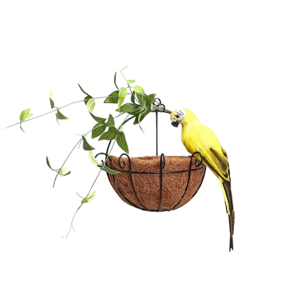 25 cm kreativer handgefertigter künstlicher Papagei, Dekovogel aus Schaumstoff und Federn, realistische Zweigdekoration, Inneneinrichtung, exotischer Look gelb