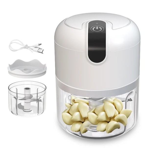 250ml Mini Elektrischer Zerkleinerer für Knoblauch und Gemüse, Wiederaufladbarer Küchenroboter Mixer, Tragbarer Küchenhelfer für Obst und Lebensmittel 1