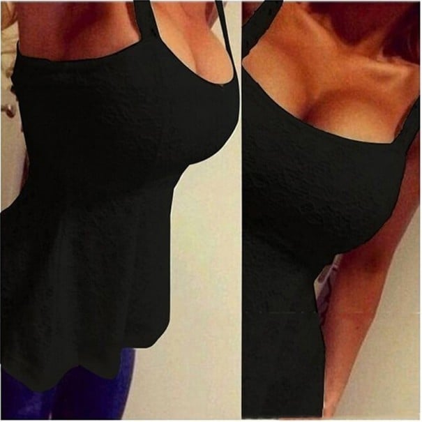 Top de encaje para mujer A999 negro M