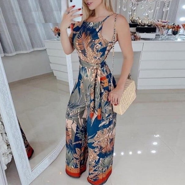 Sommar jumpsuit för kvinnor med remmar A2034 L