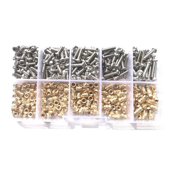 260 ks Sada šroubů a závitových vložek M4B různé délky M4 stříbrná a zlatá pro montáž a opravy plastových dílů 1
