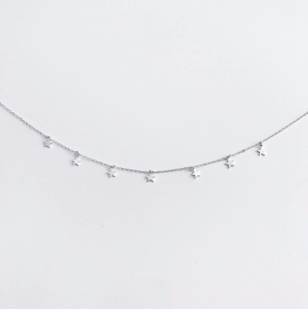 Damhalsband med stjärnor D133 silver