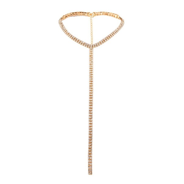 Damhalsband med stenar G831 guld 1