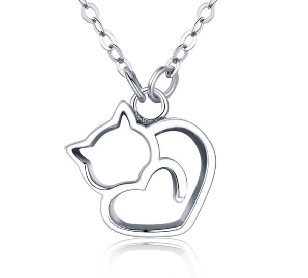 Damhalsband med en katt i hjärtat 1