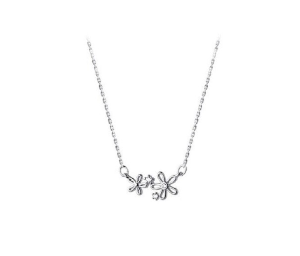 Damhalsband med blomma D624 silver