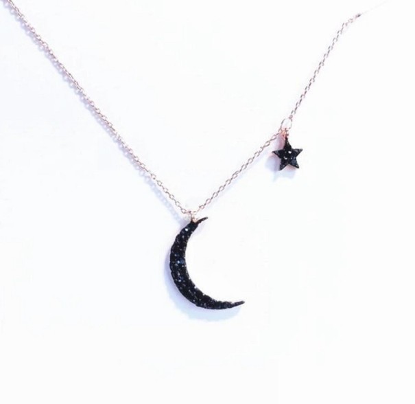 Damhalsband med måne och stjärna G580 rosa