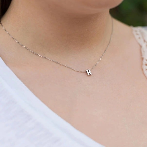 Collier pour femme avec lettre de l'alphabet D397 argenté S