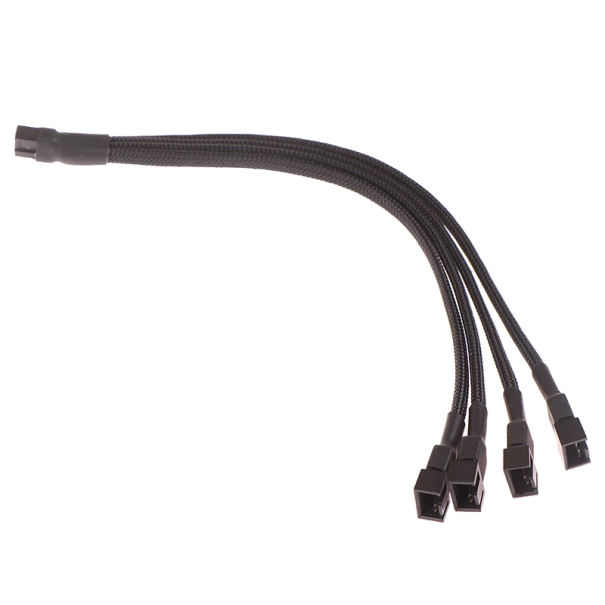 26cm 4pinový rozbočovací napájecí kabel ventilátoru PC s 1x samčí koncovkou a 4x samičími konektory pro chlazení počítače 1