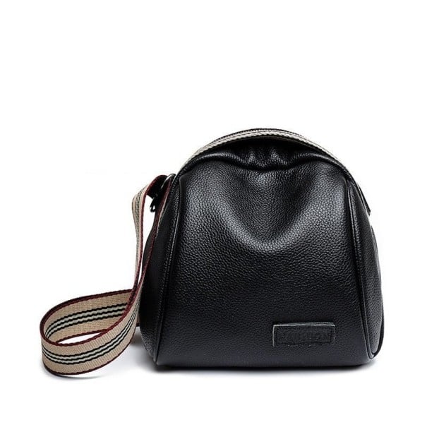 Dam crossbody-väska i rundad form Bred randig rem Stängning med dragkedja Läder och polyester Mått 23 x 19 x 11 cm svart