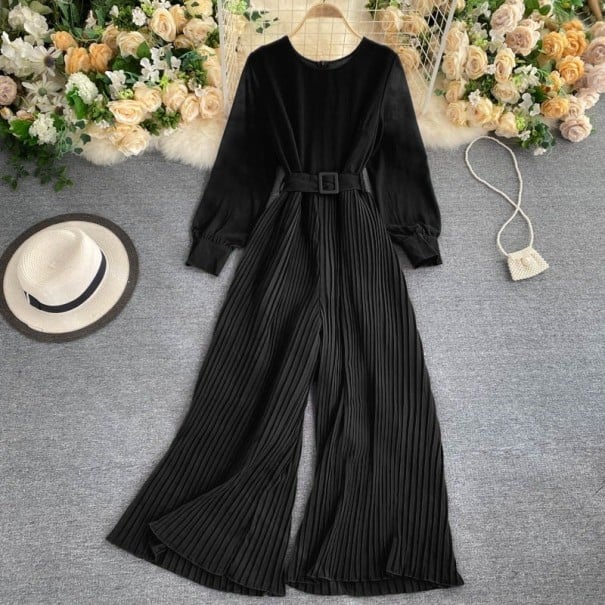 Långärmad jumpsuit för kvinnor A2548 svart