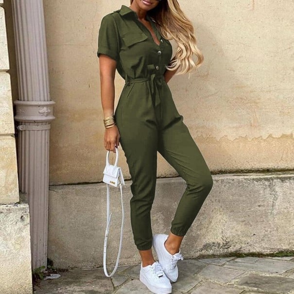 Jumpsuit för kvinnor med knappar och knytband M 2