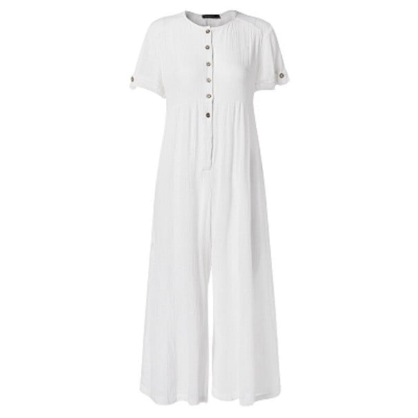 Jumpsuit för kvinnor med knappar A2916 vit L