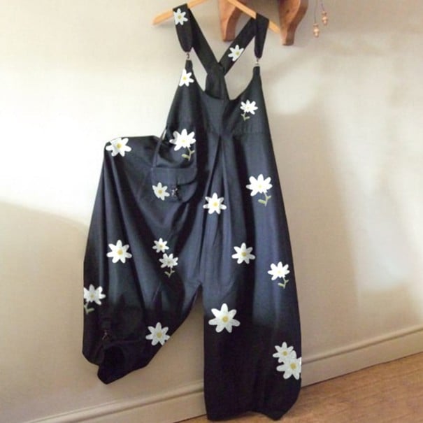 Jumpsuit för kvinnor med prästkragar mörkblå L