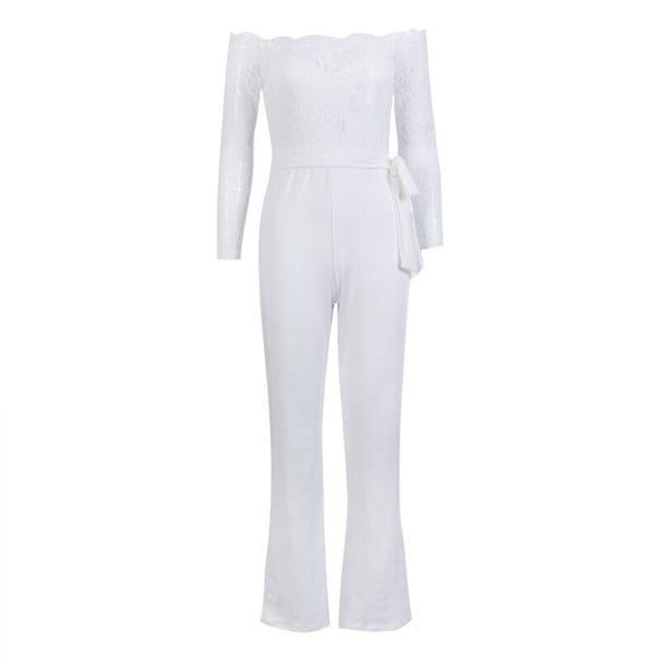 Jumpsuit för kvinnor med spets A1957 vit S