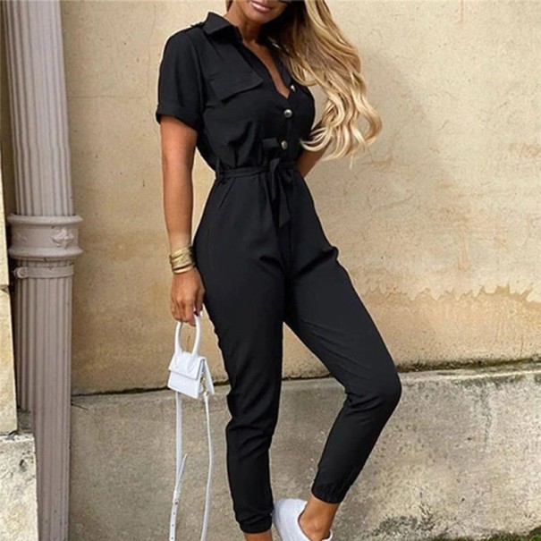 Kortärmad jumpsuit för kvinnor svart XL