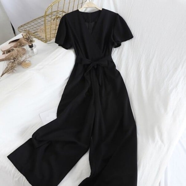Jumpsuit för kvinnor med knytband i midjan A2008 svart