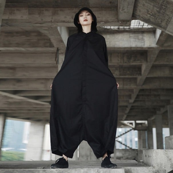 Oversized jumpsuit för kvinnor, svart 1